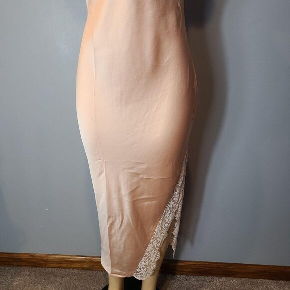 Pink Lace Satin Maxi Slip Dress S Dainty Fairy Coquette New Year 1920s Holiday - Picture 3 of 8